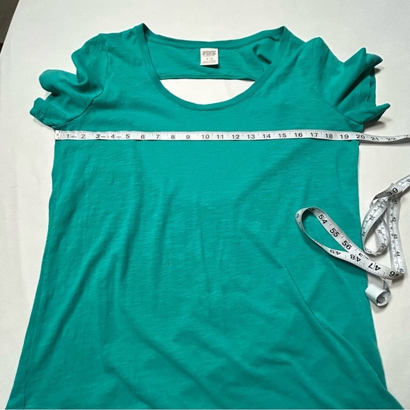 2 for$15 PINK Victoria's Secret Green Cut Out Short Sleeve T-Shirt - Picture 9 of 12